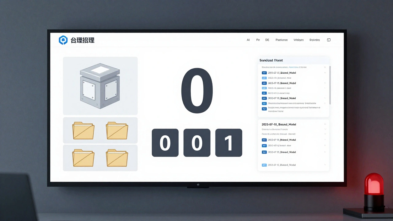 Digital countdown timer triggering automated shutdown of an outdated AI model