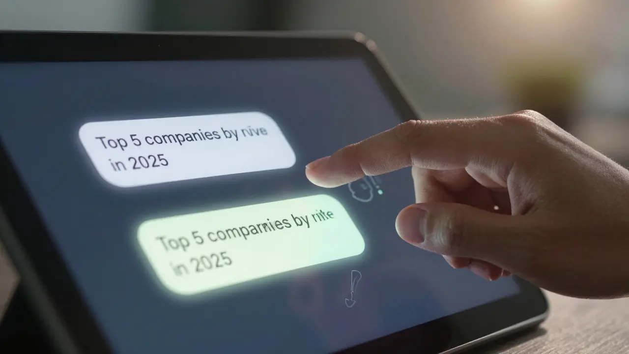 A hand hovering over a screen showing a corrected chatbot response with error icons.