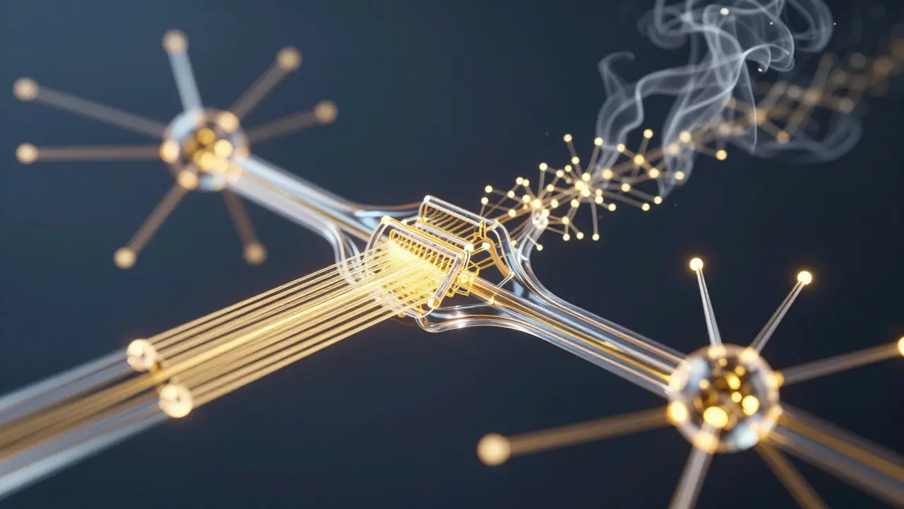 A glowing 3D neural network being refined with thinning lines and dissolving connections.