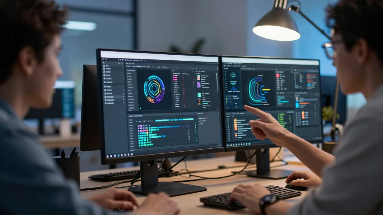 Digital agency workstation showing AI tools and complex software integrations