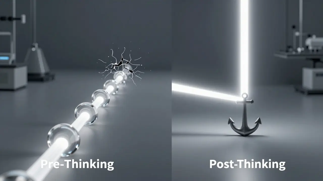 Comparison of pre-thinking and post-thinking logic flow paths in a lab