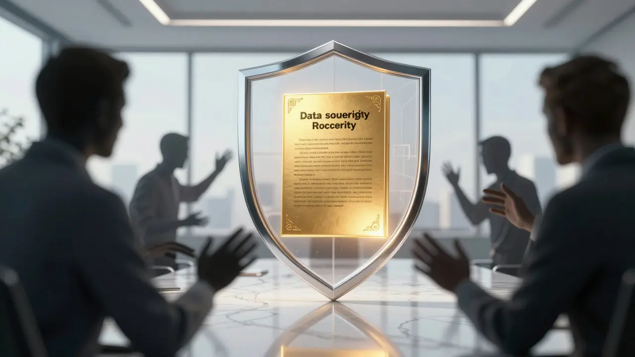 Glowing document protected by a digital shield from external data theft