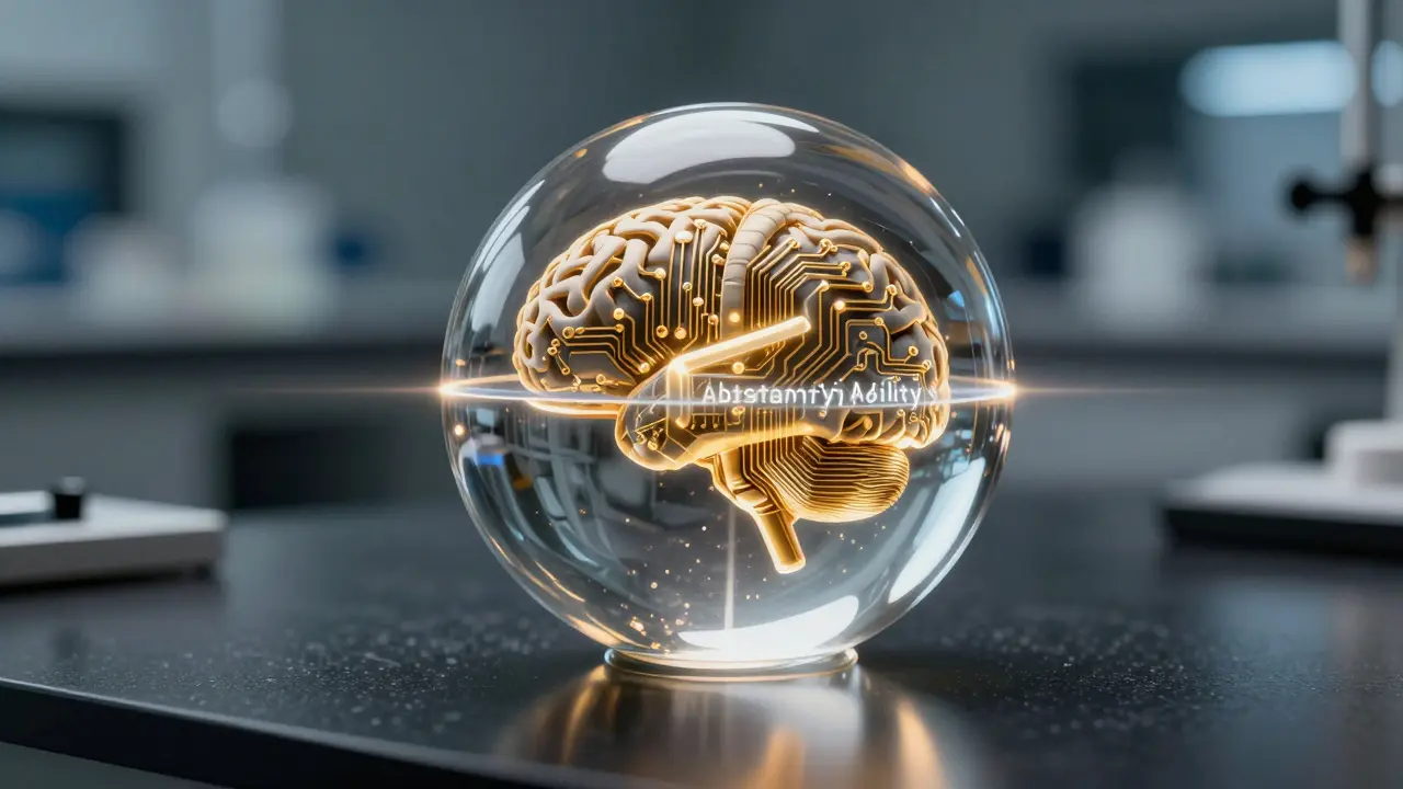 Glass sphere with internal circuits reflecting light, representing AI abstention
