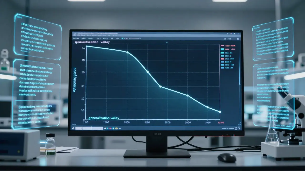 Lab visualization of the generalization valley and variable sequence lengths