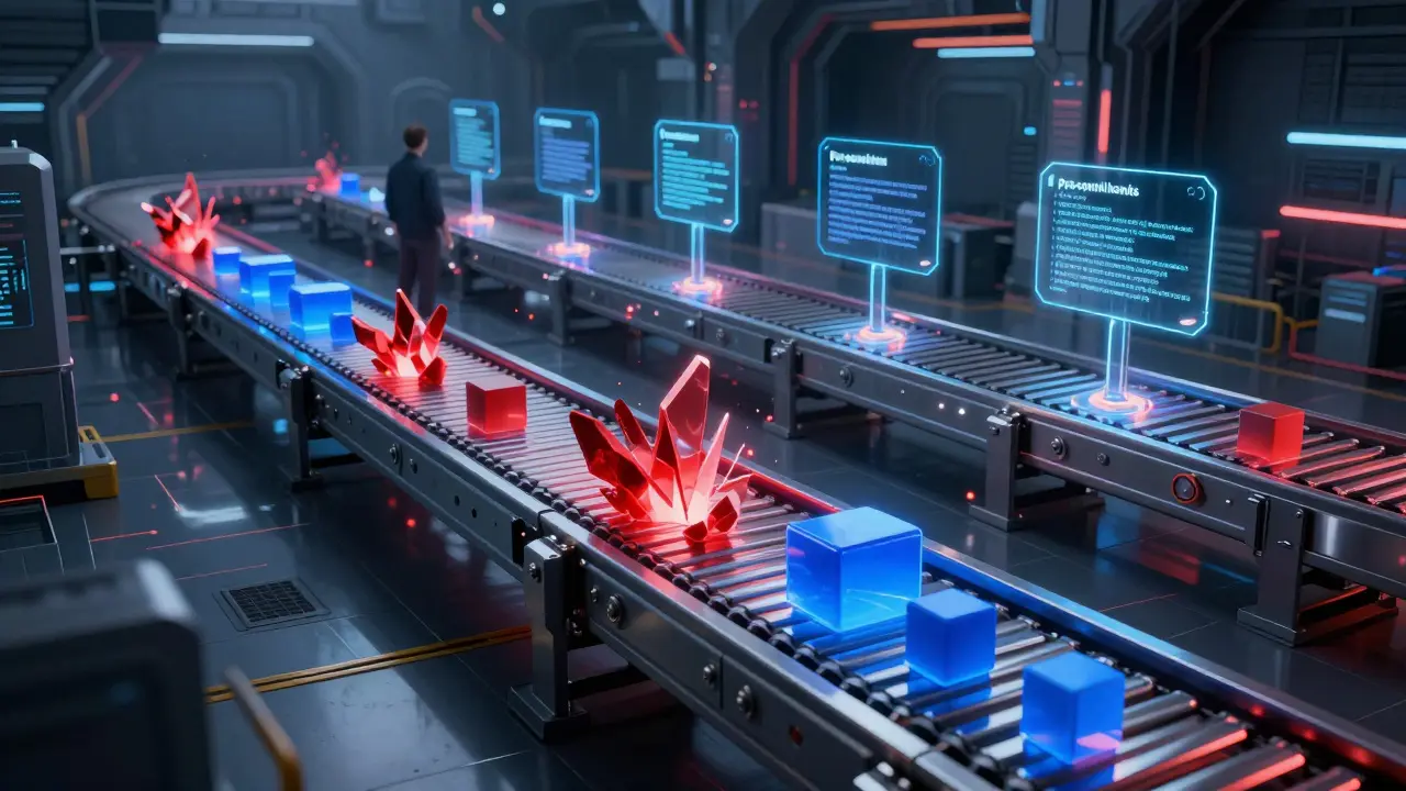 Abstract visualization of automated security checks in CI/CD pipeline