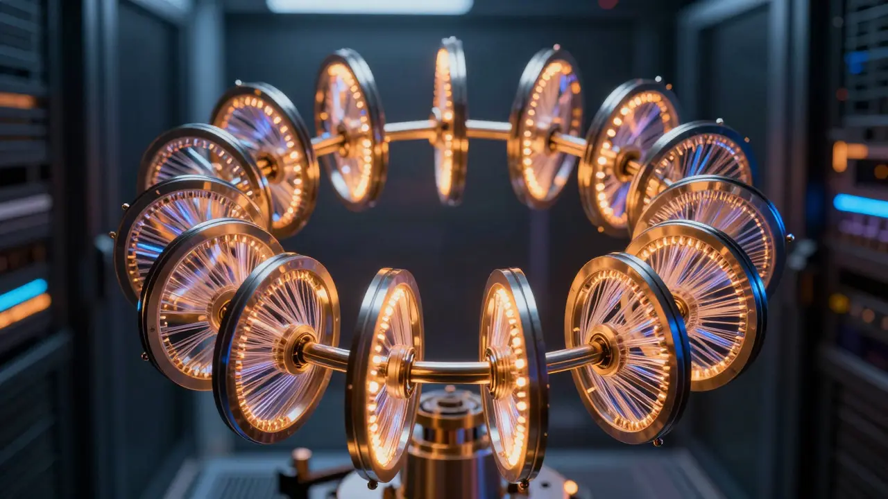Glowing rotating geometric rings representing RoPE technology