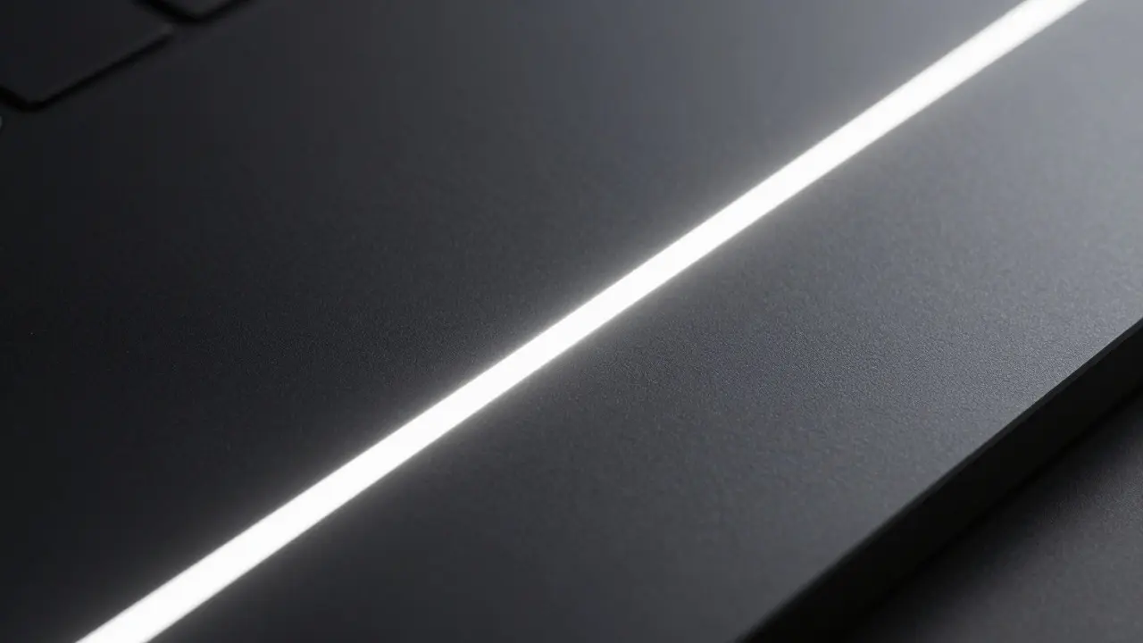 Minimalist glowing line on dark surface symbolizing ALiBi