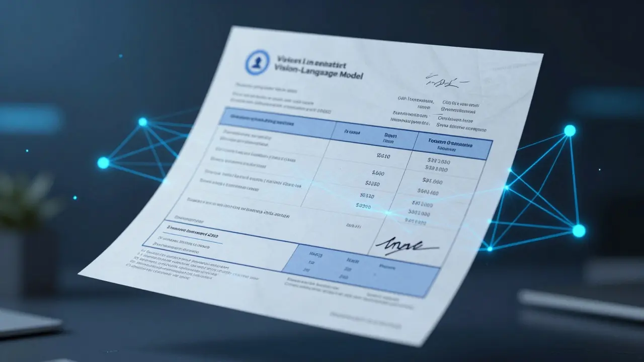 Neural network lines analyzing complex invoice document