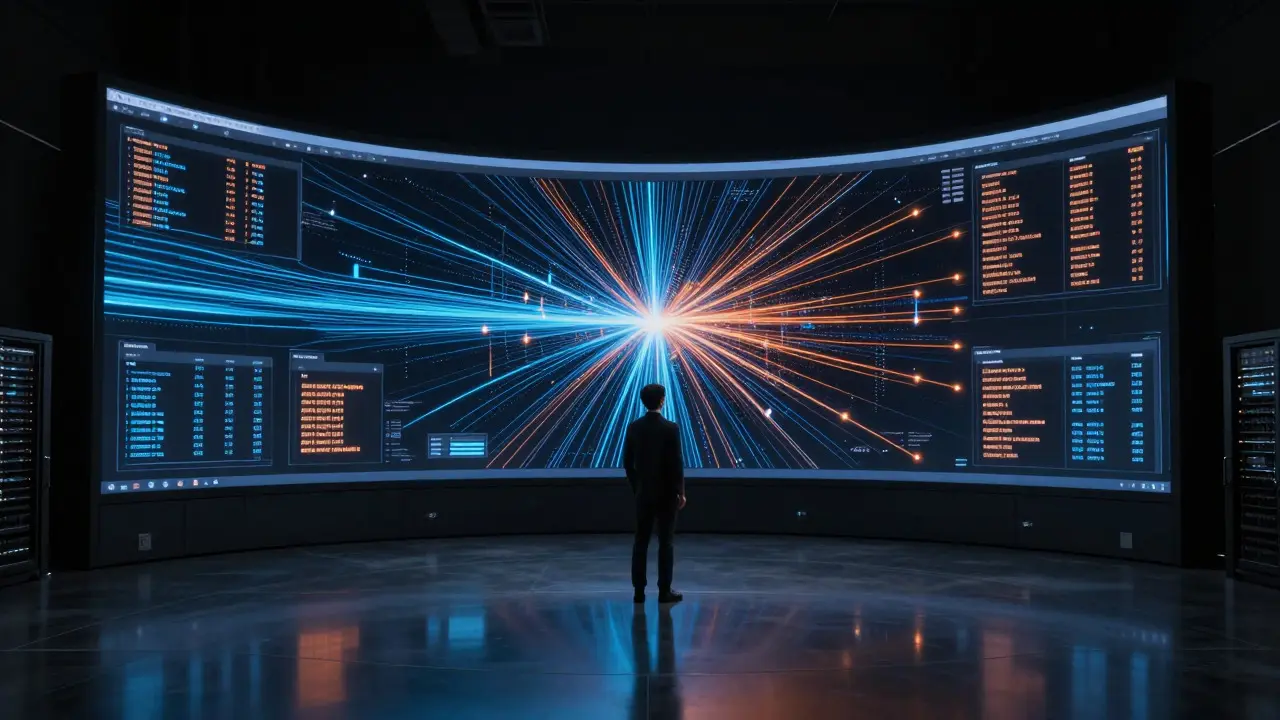 Analyst monitoring real-time AI feedback data streams