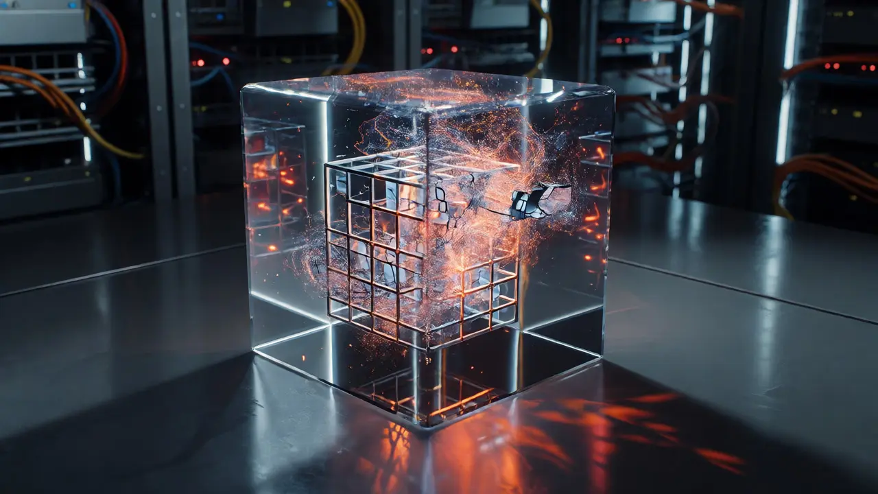 Glass cube showing chaotic inputs stressing parser code