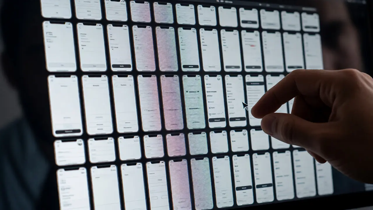 Close-up of screen showing multiple AI-generated UI variations