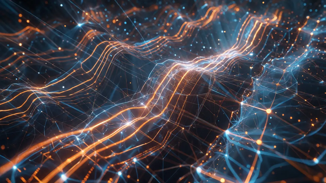 Complex web of light streams depicting multi-head attention mechanisms in a neural network.