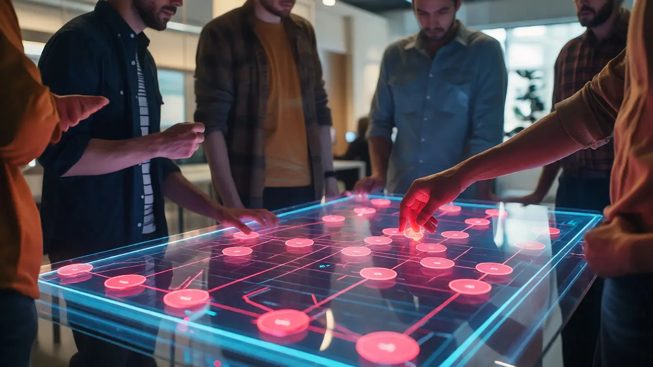 Developers analyzing holographic microservice architecture failures