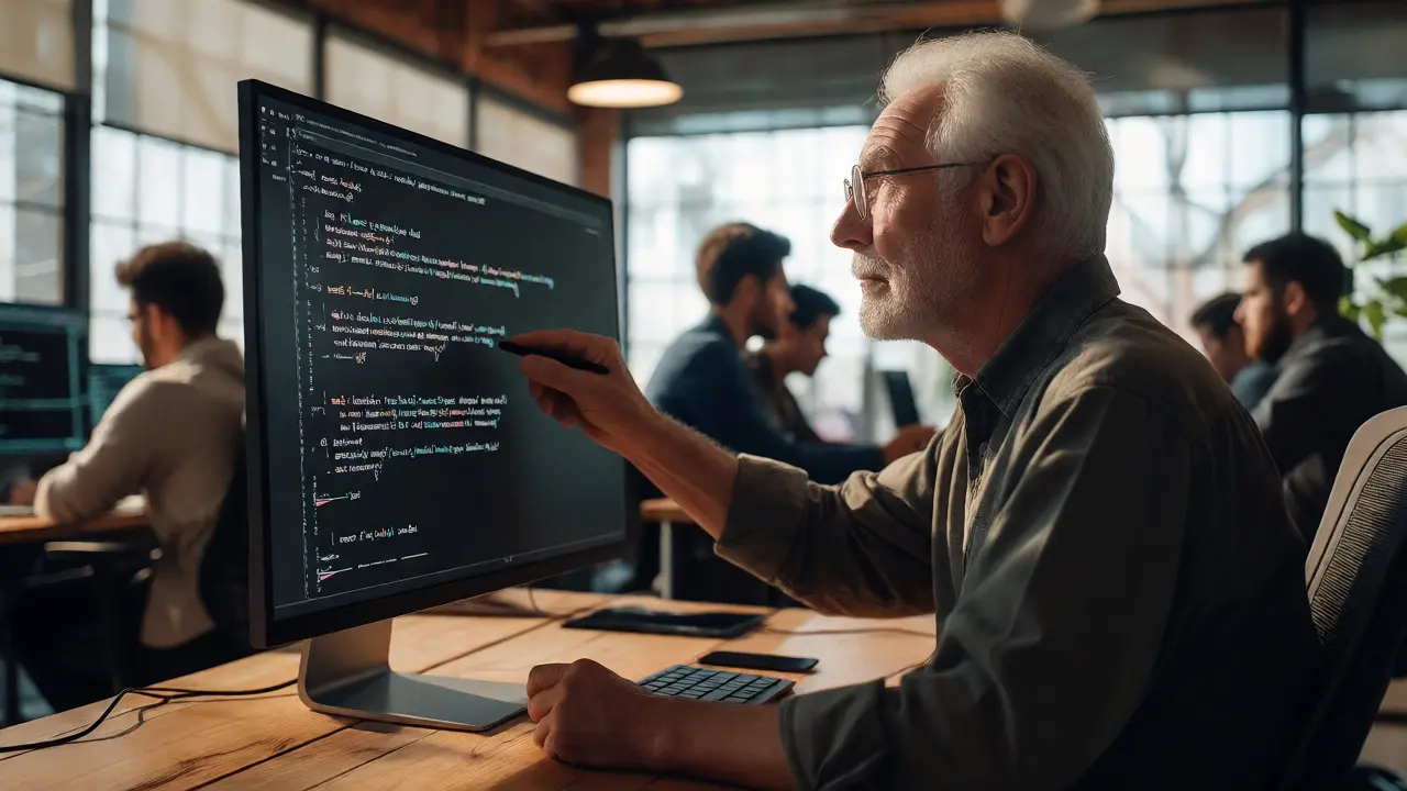 Engineer critically reviewing AI-generated code