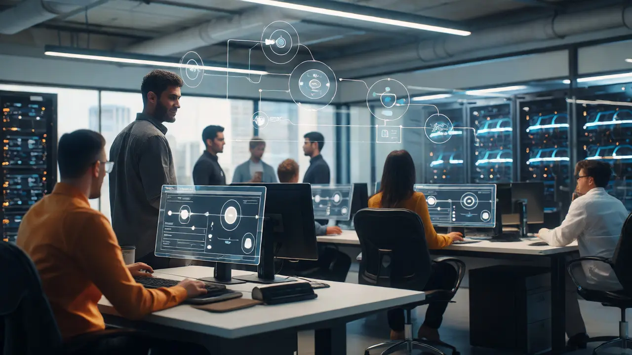 Team managing agentic AI workflows in an operations center